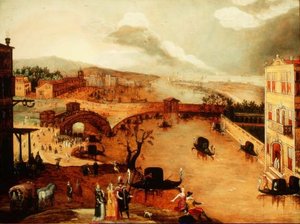 Scene Galante i et flodlandskab (panel) af Louis de Caullery