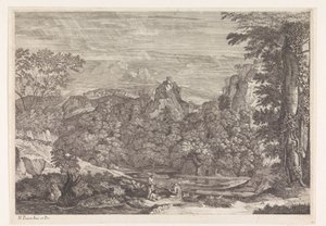 Landskab med tre munke af Louis de Châtillon