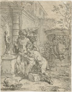 To drenge ved statue af Venus af Louis de Deyster