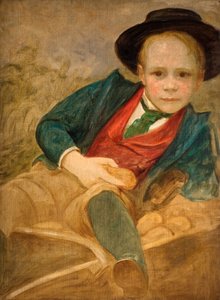 Studie for en dreng, der sidder på en trillebør, 1890.