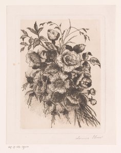 Blomsterstilleben med roser og anemoner af Louise Elsen (attributed to)