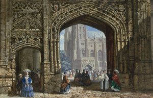 Canterbury Cathedral (akvarel med kropsfarve på papir) af Louise Ingram Rayner