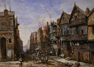 Chester: Watergate Street fra hjørnet af Crook Street, med Eastgate Beyond, af Louise Ingram Rayner