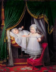 Henri-Charles-Ferdinand af Artois (1820-83) hertug af Bordeaux og hans søster Louise-Marie-Therese af Artois (1819-64) på Tuilerierne