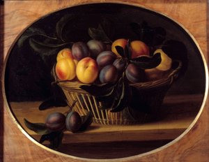 Stilleben med peches og blommer Maleri af Louise Moillon (1610-1696) 1600-tallet søn. 0,37x0,46 m