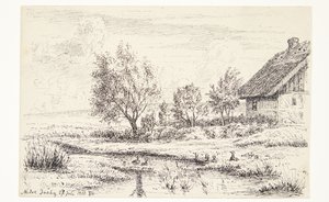 Landskab med bondehus