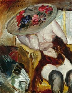 Italiensk kvinde i gul stol - Italiensk kvinde i gul stol, af Corinth, Lovis (1858-1925). olie på lærred af Lovis Corinth