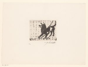 Gøende hund Cave Canem (titel på objekt) af Lovis Corinth (signed by artist)