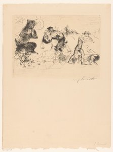Satyrer, en nymfe, en faun og en flok grise af Lovis Corinth (signed by artist)