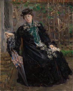 Portræt af fru Charlotte Berend-Corinth i haven af Lovis Corinth