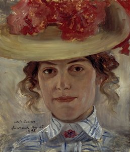 Fru Halbe med stråhat af Lovis Corinth