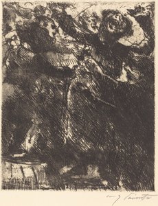 Kapucinerens prædiken - "Han foretrækker at løbe rundt med en pige") af Lovis Corinth