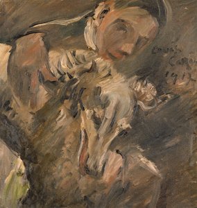Max Mainer med en Sibirisk Greyhound, 1917 af Lovis Corinth