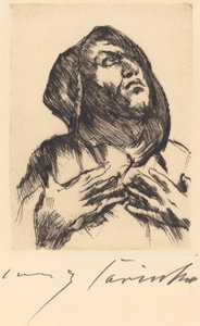 Munk stirrer opad af Lovis Corinth