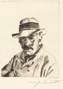 Selvportræt med stråhat (Self-Portrait in a Straw Hat) af Lovis Corinth
