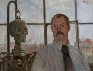 Selvportræt med skelet af Lovis Corinth