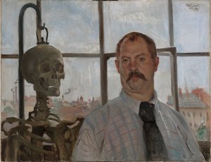 Selvportræt med skelet af Lovis Corinth