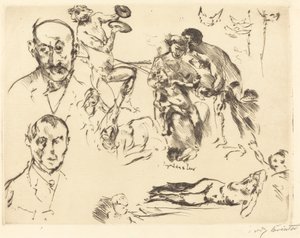 Skitser af mænd, inklusive Max Liebermann, ca. 1915. af Lovis Corinth