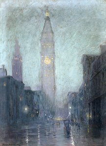 Madison Avenue at Twilight (pastel på brunt papir)