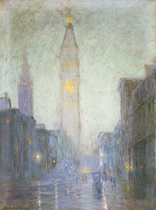 Madison Avenue ved Twilight, ca. 1911 (pastel på brunt papir)