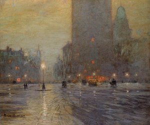 Madison Square, Rainy Night (olie på lærred)