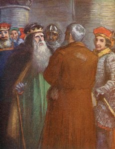 Illustration til historier om Guy af Warwick (farvelitografi)