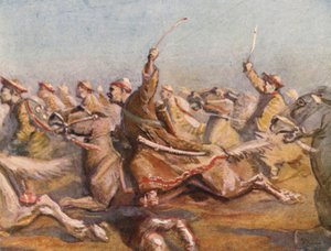 Illustration til fortællinger om korstogene (farvelitografi)