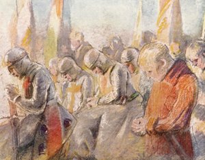 Illustration til fortællinger om korstogene (farvelitografi)