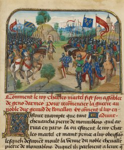 Frankrigs og Bourgognes hære med Martel i bøn af Loyset Liedet