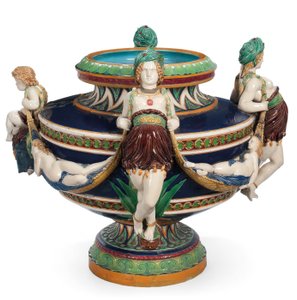 Stor Minton majolica jardiniere, ca. 1870 (keramik)