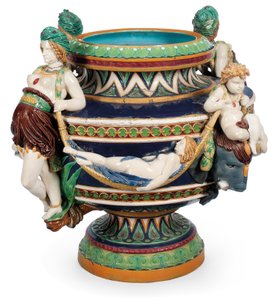 Stor Minton majolica jardiniere, ca. 1870 (keramik)