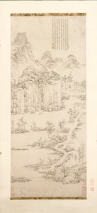 Daoist Retreat in Mountain and Stream (Landskab efter Ni Zan [1301-1374])
