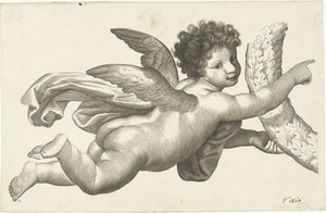 Flydende putto med krans af Lubertus Teunis van Deth