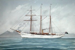Solstrålen under magt med oprullede sejl (gouache på papir) (se 197337) af Luca Papaluca