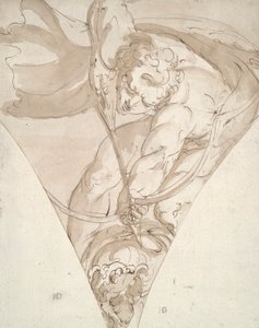 Apollo Killing the Python, undersøgelse for en spandrel i Palazzo Antonio Doria (Palazzo della Prefettura), Genova af Luca Cambiaso