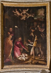 Genova, Duomo (St. Lawrence Cathedral), indeni, Lercari-kapellet eller Det Hellige Sakraments kapel (den nordlige apsis): "Tilbedelse af hyrderne", af Luca Cambiaso af Luca Cambiaso