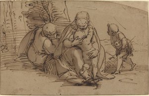 Hellig familie med spædbarnet Saint John af Luca Cambiaso