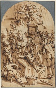 Saint Lawrences martyrium af Luca Cambiaso