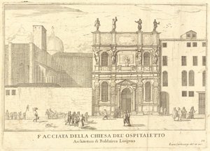 Facade af Ospitaletto Kirke (plade 33) af Luca Carlevariis