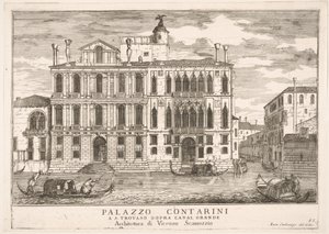 Plade 85: Udsigt over Contarini-paladset i Campo San Trovaso, Venedig, 1703, fra The build..., 1703. af Luca Carlevarijs