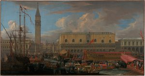 Bucintoro Afgang fra Bacino di San Marco af Luca Carlevarijs