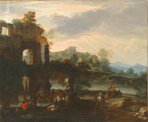 Capriccio med Farnese Hercules. af Luca Carlevaris