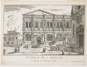 Udsigt over broderskabet i St. Rocco, plade fra The Buildings and Views of Venice, 1703, 1750-53