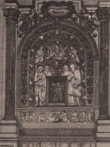 Alter for kirken Santa Maria delle Grazie, af Luca della Robbia, Montepulciano, Toscana, Italien, træsnit fra Le cento citta d