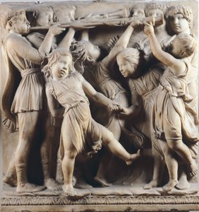 Børn og keruber danser, synger og leger, detaljer fra Cantoria (korgalleri) af Luca Della Robbia