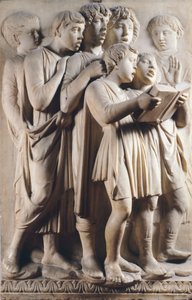 Børn og keruber synger, detaljer af Cantoria (korgalleri) af Luca Della Robbia