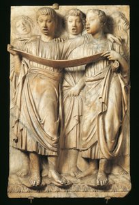 Børn synger, detaljer fra Cantoria (korgalleri) af Luca Della Robbia (ca 1400-1481), marmor, relief til katedralen Santa Maria del Fiore, Firenze af Luca Della Robbia