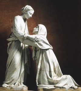 Italien, Pistoia, San Giovanni Fuor Civitas kirke, visitation, af Luca della Robbia (cirka 1400-1482)