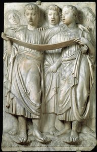 La cantoria eller børn der synger i kor - Marmorrelief, af Luca della Robbia (ca.1400-1482), Quattrocento
