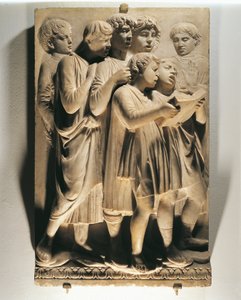 Lov ham i sang (Salme 150, Lov Herren), panel med syngende børn af Luca Della Robbia